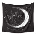 DYRLHZ Black and White Wing Cat on Moon Tapestry, Creepy Hippie Spooky Monster Wall Hanging Tapestry, for Living Room Bedroom Ho