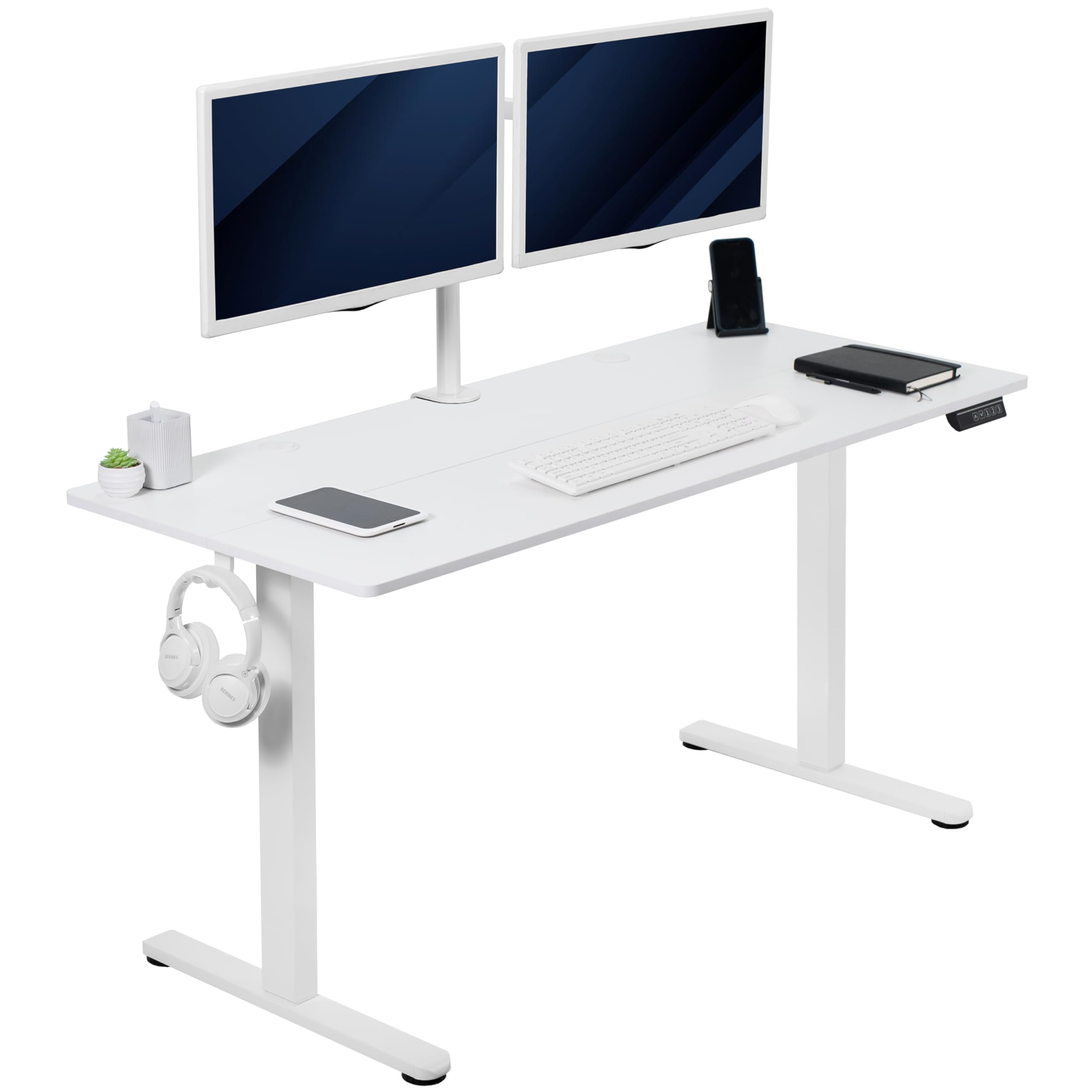 VIVO Electric 55 x 24 inch Stand Up Desk, Complete Height Adjustable Standing Home & Office Workstation with Memory Controller, 