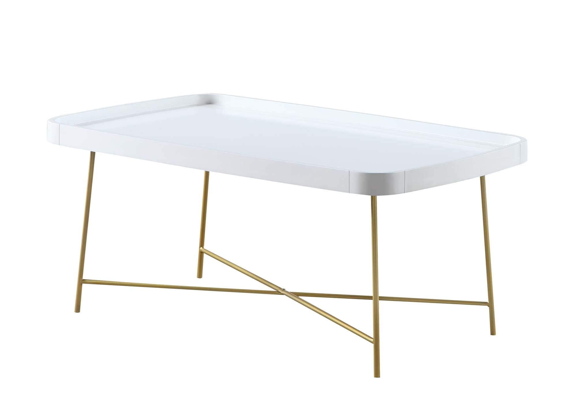 Convenience Concepts Lunar Coffee Table, White/Gold