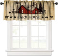 JanJCurt Rustic Kitchen Curtain Valance, Farmhouse Animal Cow Pig Chicken Window Valance, Western Country Style Window Treatment