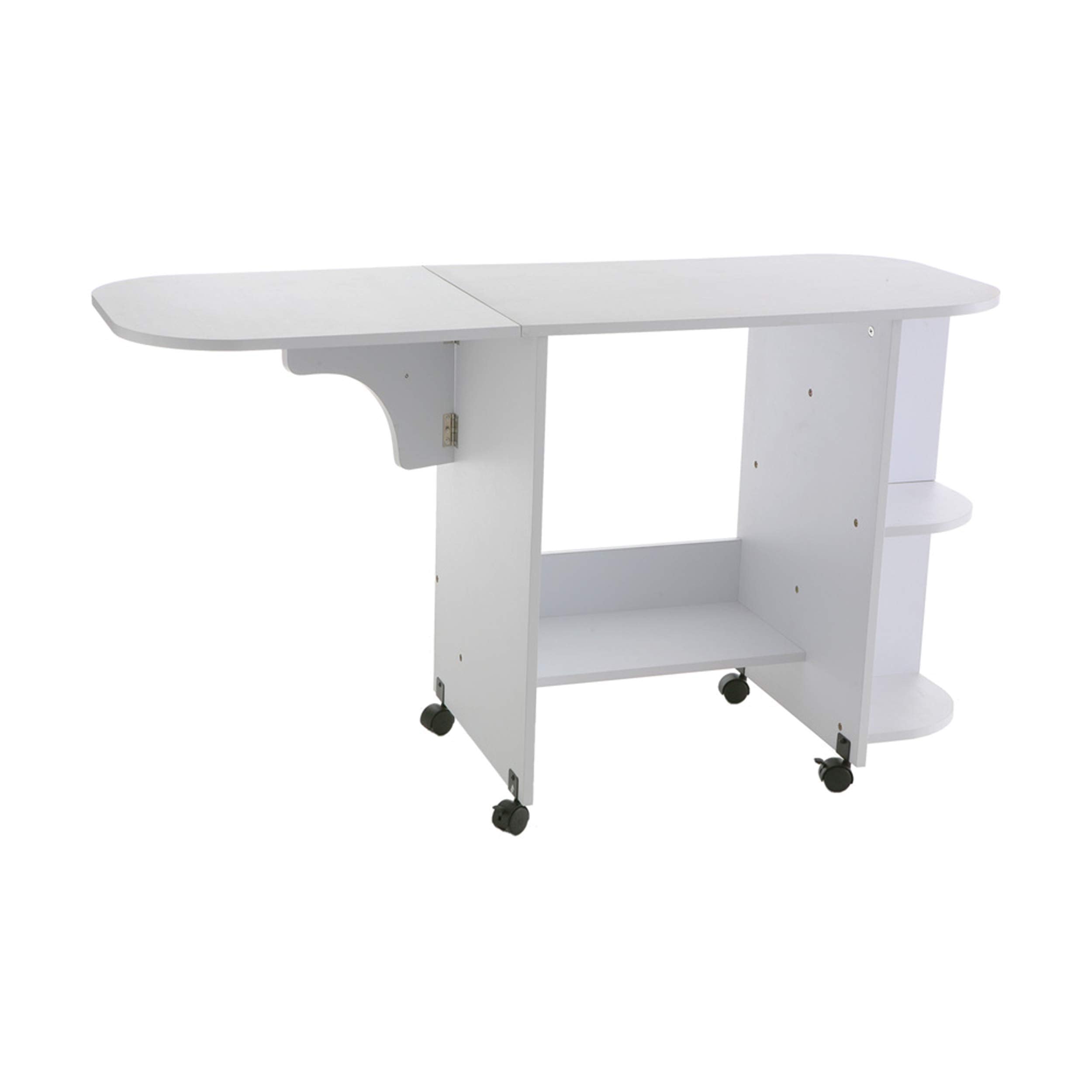 SEI Furniture Eaton Expandable Rolling Craft Station Sewing Table , White