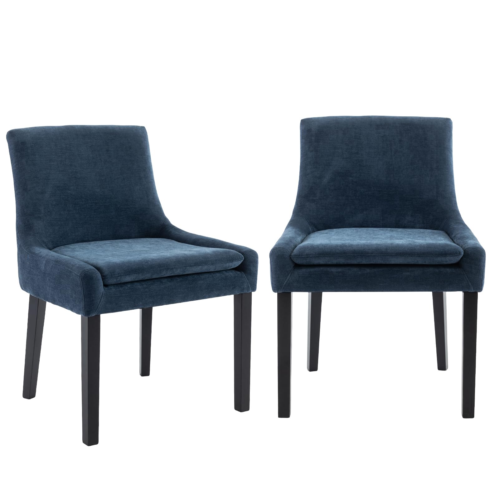 COLAMY Modern Dining Chairs Set of 2, Upholstered Corduroy Accent Side Leisure Chairs with Mid Back and Wood Legs for Living Roo
