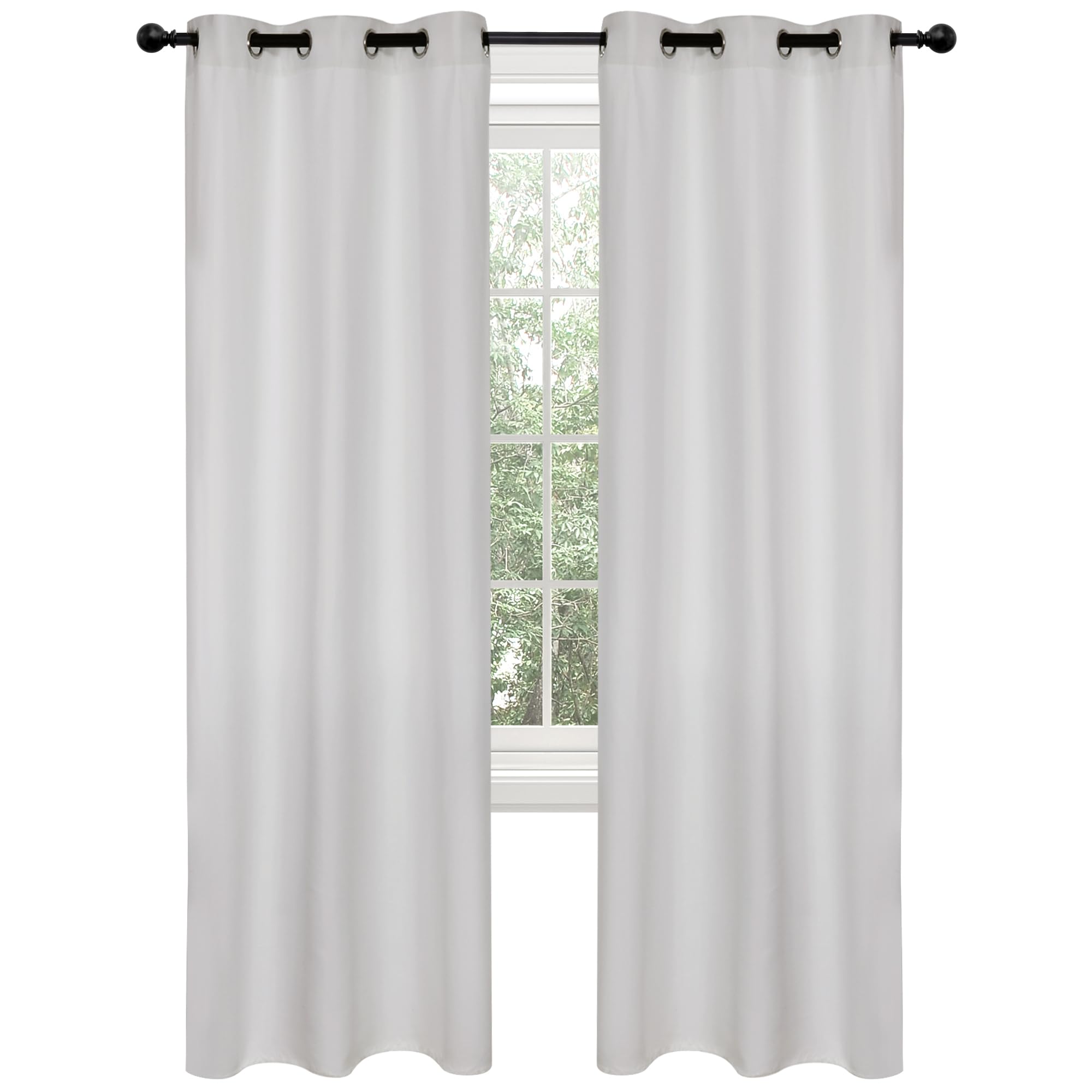 Deconovo Blackout Curtains for Bedroom, Thermal Insulated Room Darkening Window Drapes, Energy Efficient Grommet Curtains,Silver