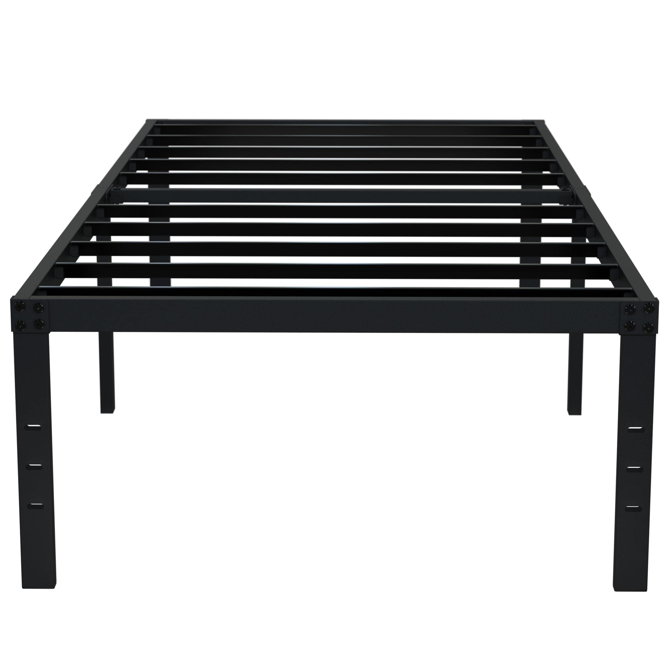 EMODA 18 Inch Twin Bed Frame No Box Spring Needed, Heavy Duty Tall Metal Twin Platform Bed Frames with Large Storage Space, Nois