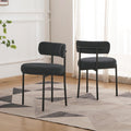 EDWELL Black Boucle Dining Chairs Set of 2, Mid Century Modern Kitchen Dining Chairs with 3.94    Cushions and Metal Legs, Round