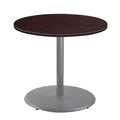 National Public Seating NPS 36 Round Cafe Table with Round Base, 30 Height, Particleboard Core/T-Mold, Mahogany Top, Grey Frame