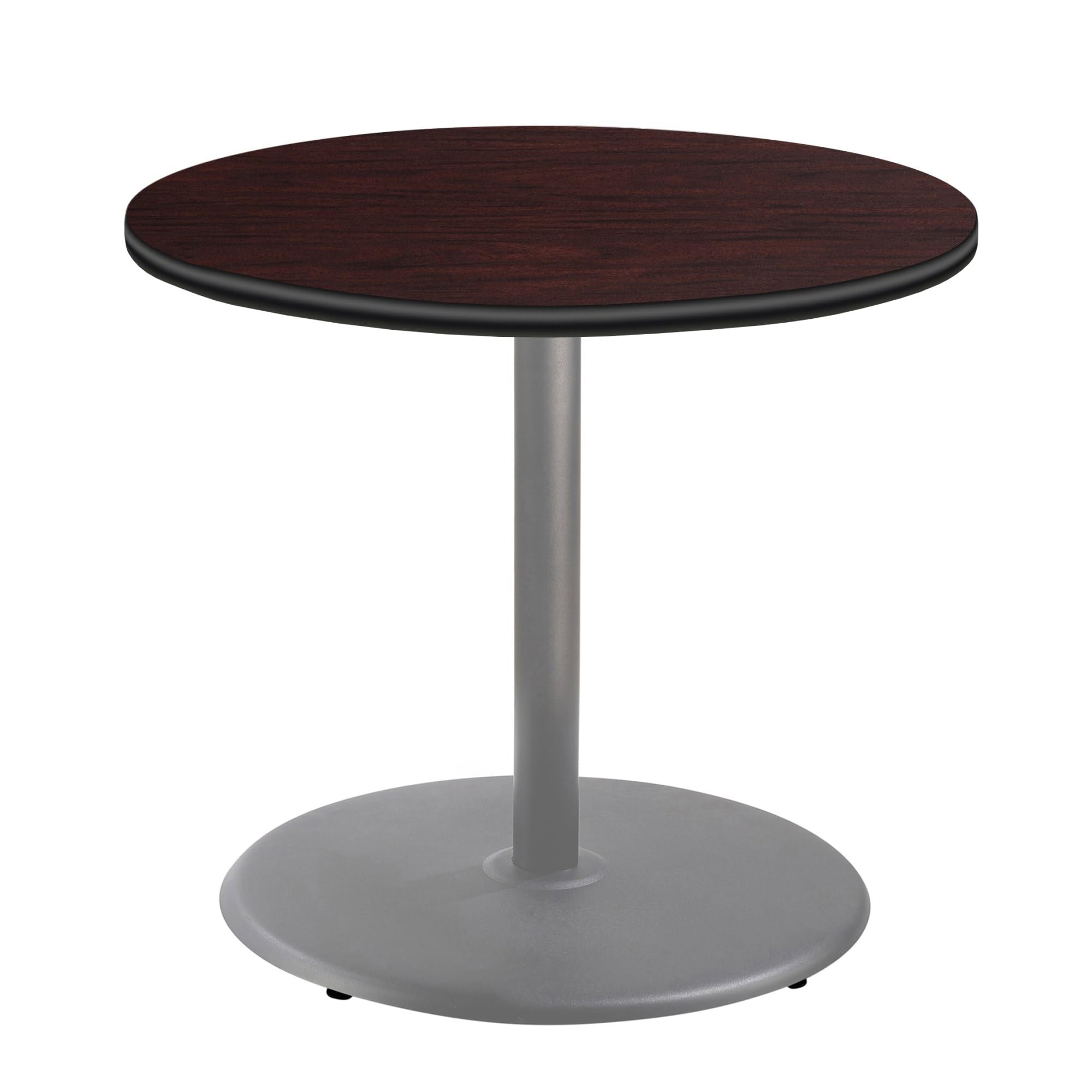 National Public Seating NPS 36 Round Cafe Table with Round Base, 30 Height, Particleboard Core/T-Mold, Mahogany Top, Grey Frame