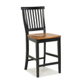 Home Styles Wood Counter Stool with Slat Backs and Black and Rich Oak Seat Finish
