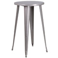Flash Furniture James Commercial Grade 24 Round Silver Metal Indoor-Outdoor Bar Height Table