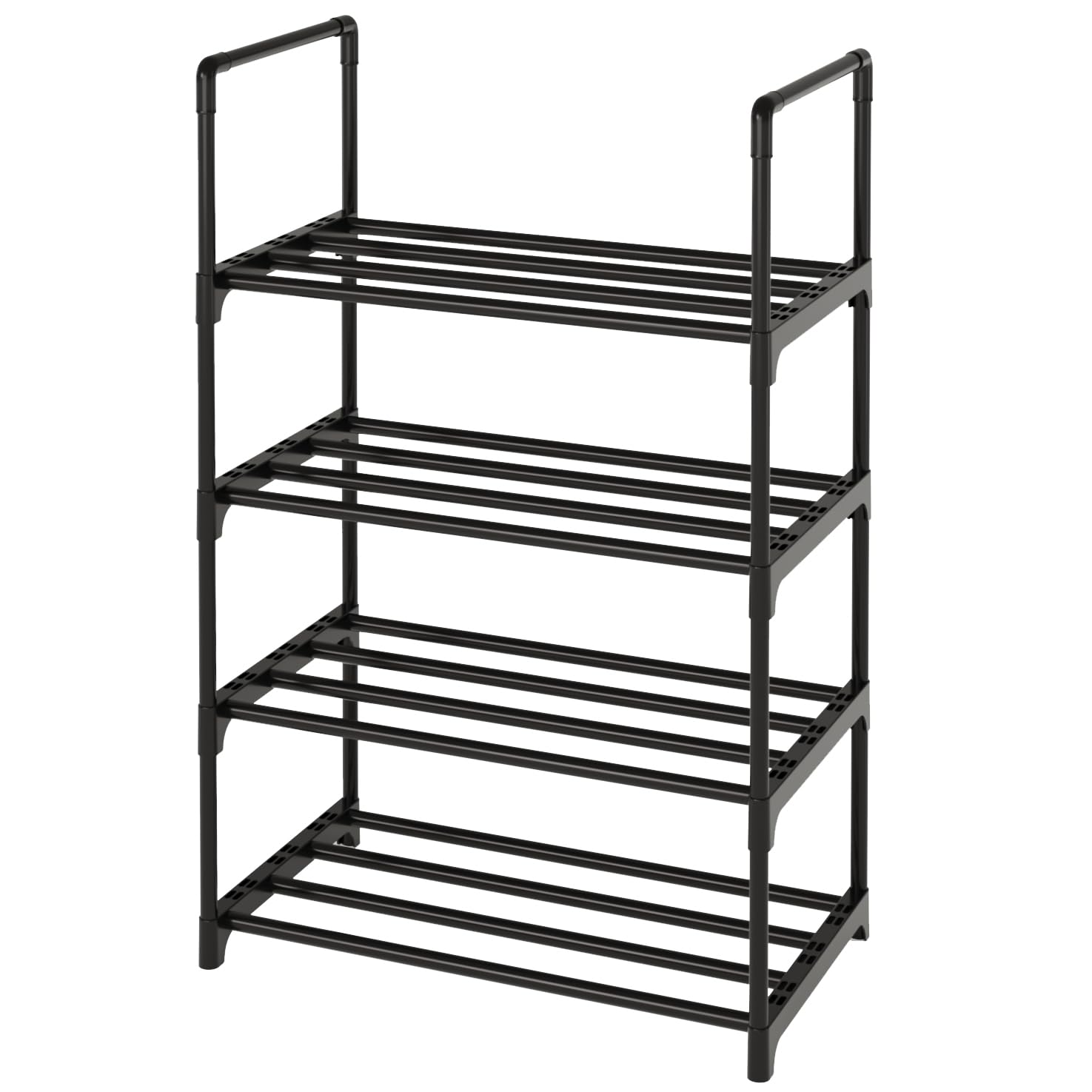COAPUKT Metal Stackable Small Shoe Rack Organizer, Narrow Shoe Racks for Closets Entryway, Shoe Stand,Shoe Shelf with Handle(4-T
