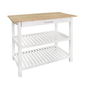 Casual Home Kitchen Island with Solid American Hardwood Top, Natural/White, 40 W (373-91)