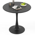 Giantex Black Round Dining Table, 32  Modern Tulip Kitchen Table w/ 0.9    Thickened Tabletop & Sturdy Metal Pedestal, Mid-Centu