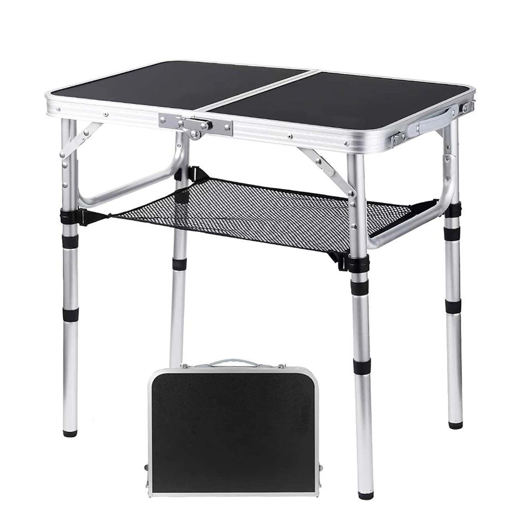 YihuiKo Folding Camping Table, Adjustable Height Folding Table, Portable Aluminum Small Folding Table with Carry Handle for Picn