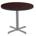 National Public Seating NPS 36 Round Cafe Table with X Base, 30 Height, Particleboard Core/T-Mold, Mahogany Top, Grey Frame