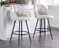 EALSON Modern Bar Stools Set of 2 Bar Height Barstools with Back and Arms High Bar Chairs with Metal Footrest Leather Upholstere
