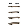 Benjara BM245876 Wall Shelf with 4 Shelves & Piped Metal Frame Brown & Black