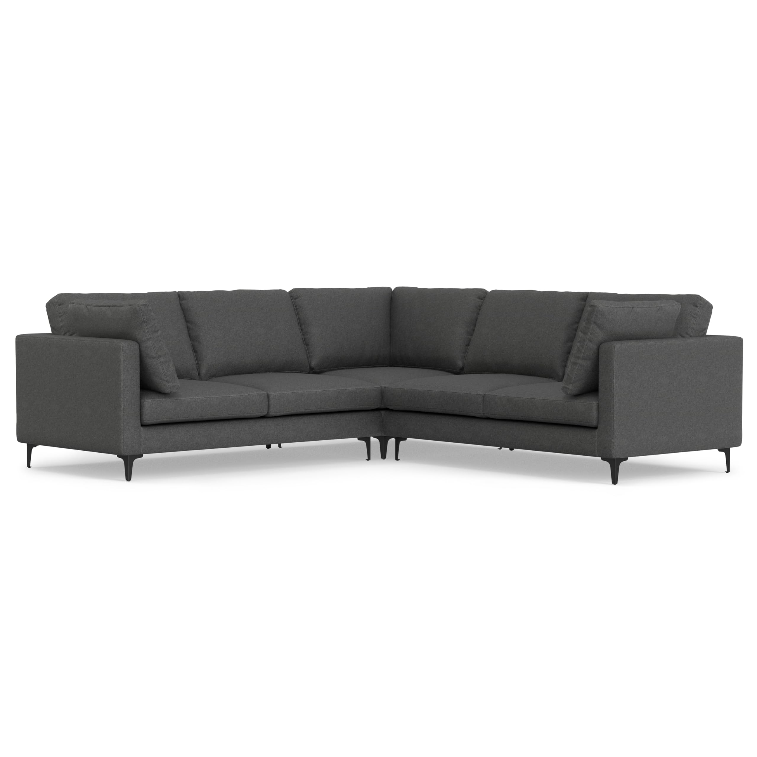 SIMPLIHOME Ava Corner Sectional Sofa in 100% Recycled Polyester Tightly Woven Performance Fabric, Pebble Grey, 102-inches Wide, 