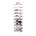 Jucaifu Stackable Small Shoe Rack, Entryway, Hallway and Closet Space Saving Storage and Organization (10-Tier, Black)