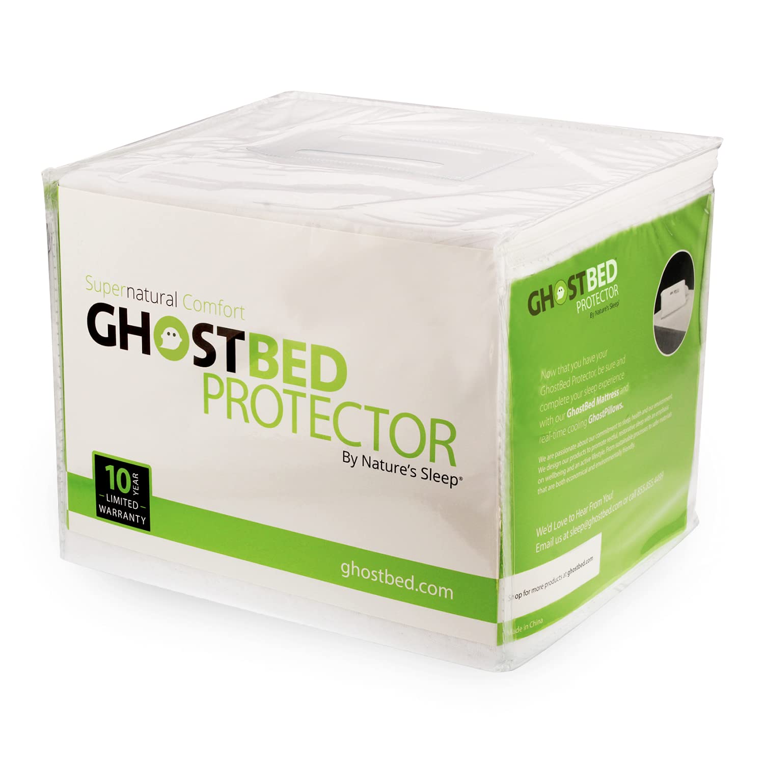 GhostBed Water Resistant Mattress Protector Cover - Noiseless, Lightweight, Breathable and Plastic-Free - Twin XL White