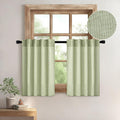 MIULEE Sage Green Kitchen Curtains 24 Inch Length 2 Panels, Soft Thick Linen Textured Semi Sheer Light Filtering Short Cafe Tier
