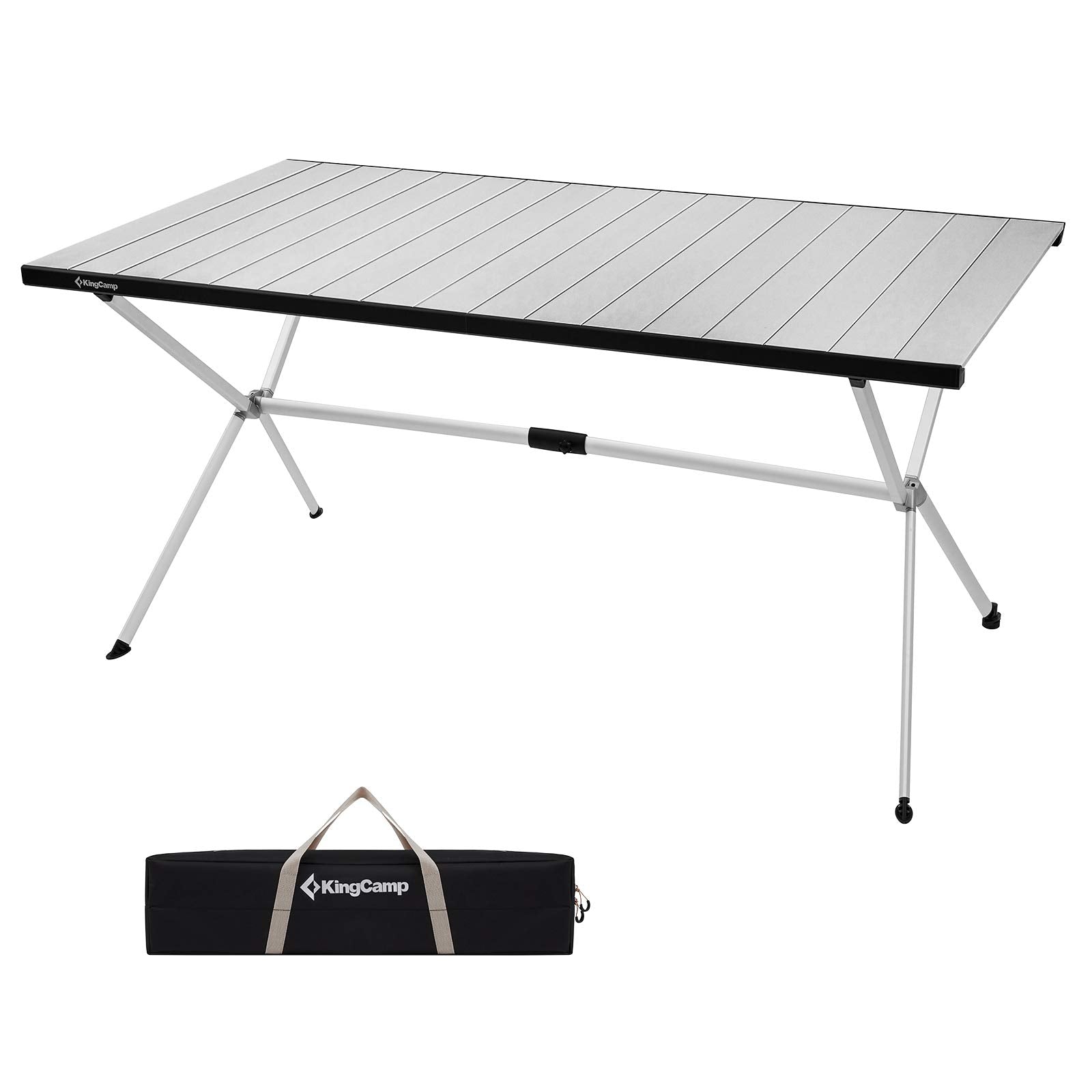 KingCamp Folding Camping Table Aluminum Roll Up Table Oversized Large Camp Table Stable Portable Outdoor Folding Table for Picni
