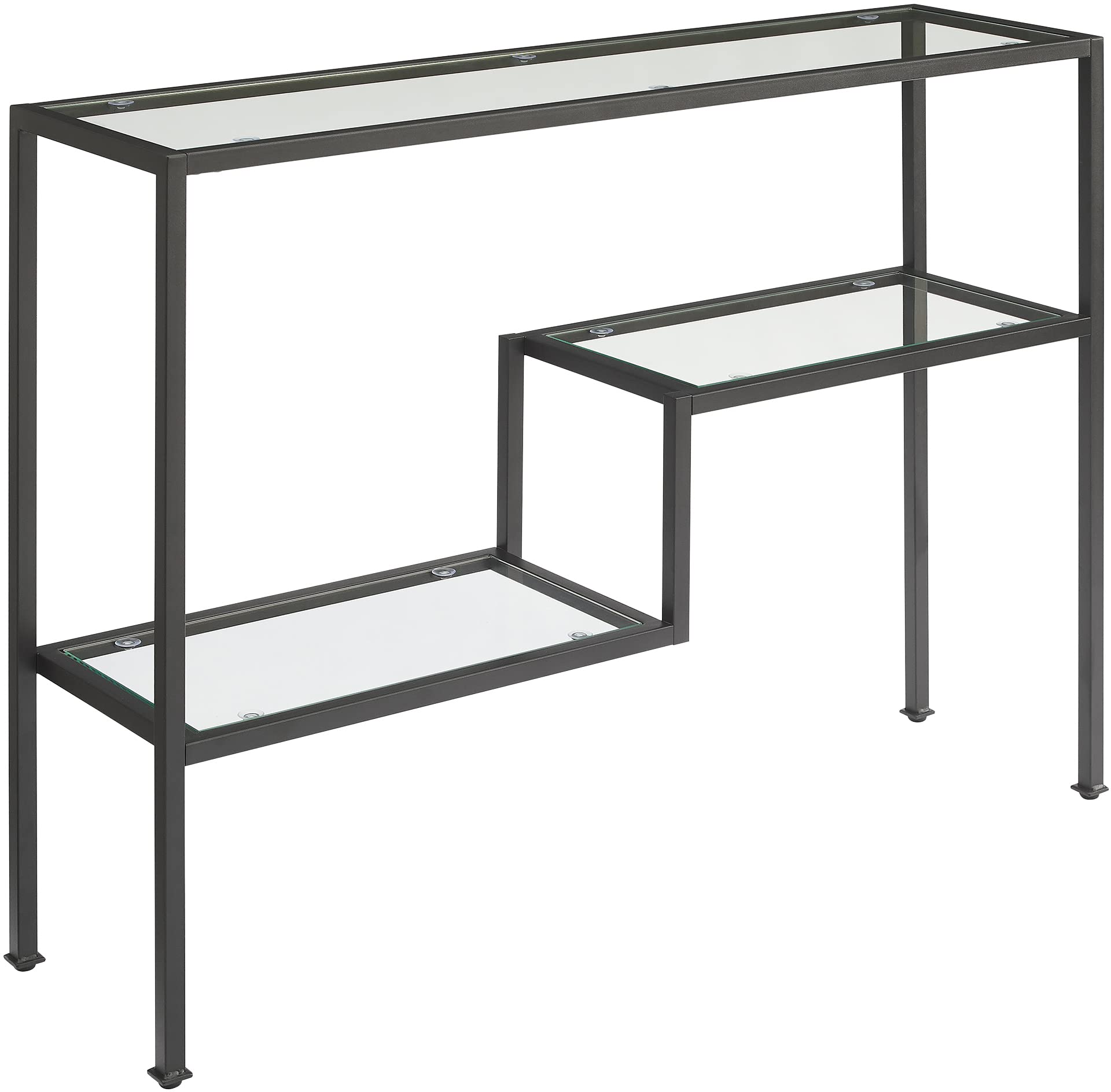 Crosley Furniture Sloane Sofa Console Table with Storage Shelves for Hall, Entryway, or Living Room, Matte Black