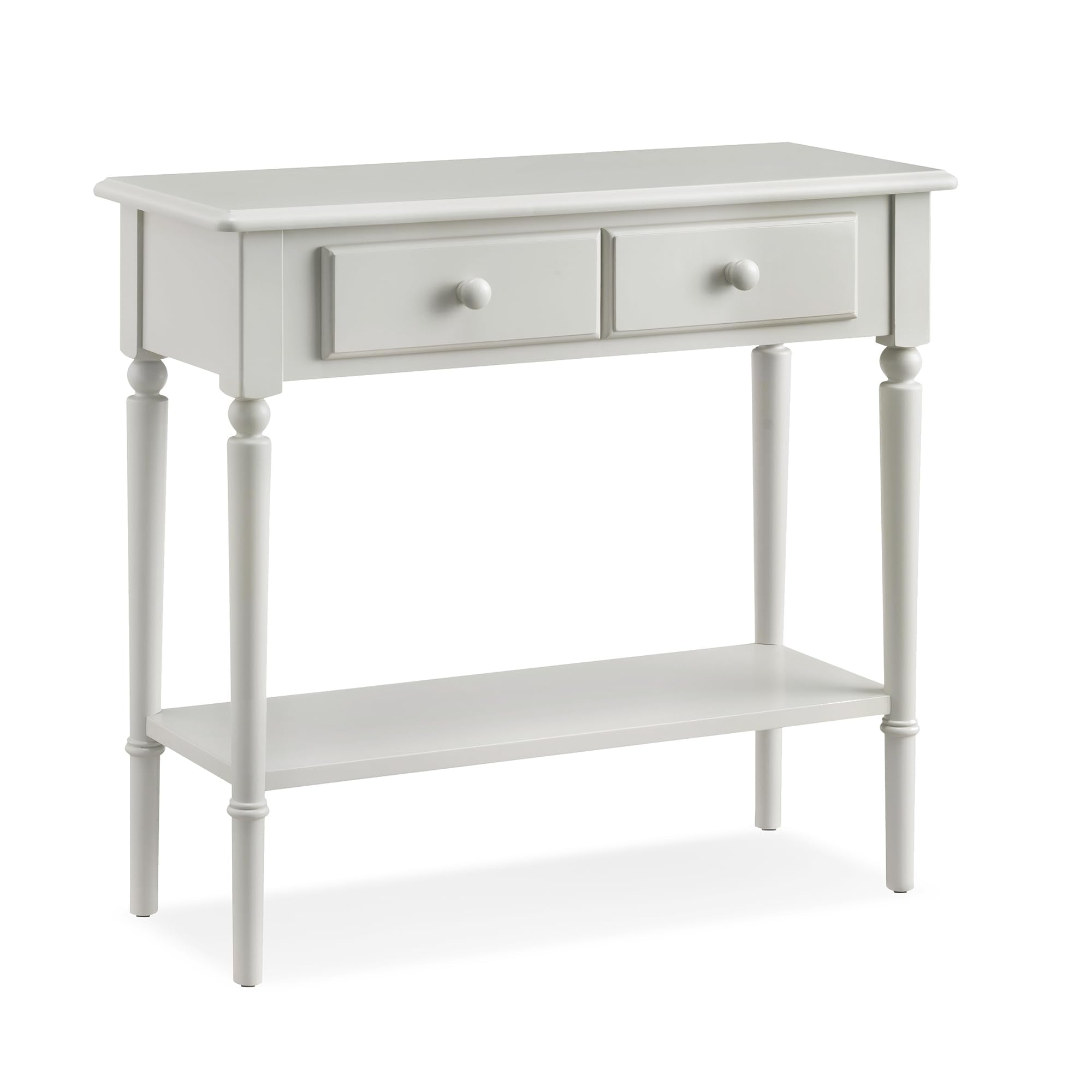 Coastal Solid Wood Hall Console Table with Drawer Storage, Orchid White for Entryways, Living Rooms, and Small Spaces - Leick Ho