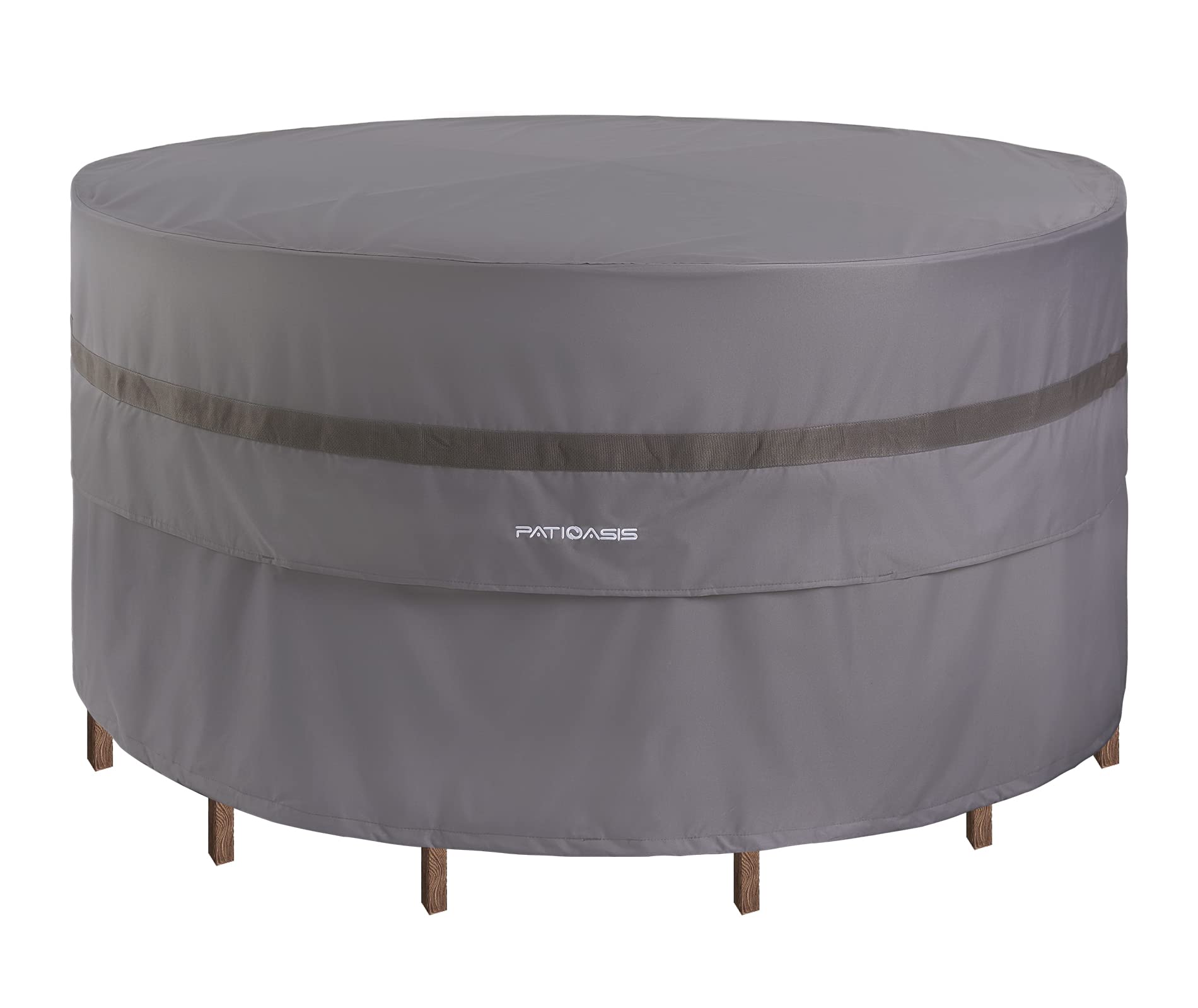 Grey Outdoor Round Table and 7-9 Chairs Cover Large 90 Dia Waterproof Windproof UV-Resistant Patio Lawn Furniture Dining Table