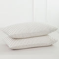 MooMee Bedding Pillowcases Striped Pack of 2 100% Washed Cotton Linen Like Textured Breathable Durable Soft Comfy (White Dark Gr