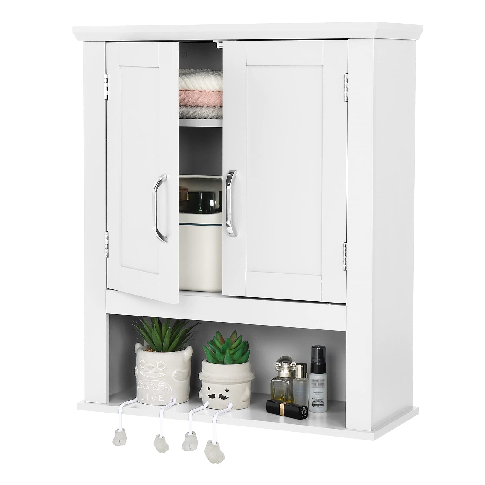VINGLI Bathroom Wall Cabinet 21x8.5x25 Modern White Medicine Wall Mount Bathroom Cabinet Organizer Over The Toilet Storage with 