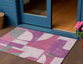 3 X 5 Blush And Mauve Geometric Washable Indoor Outdoor Area Rug