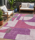 5 X 8 Blush And Mauve Geometric Washable Indoor Outdoor Area Rug