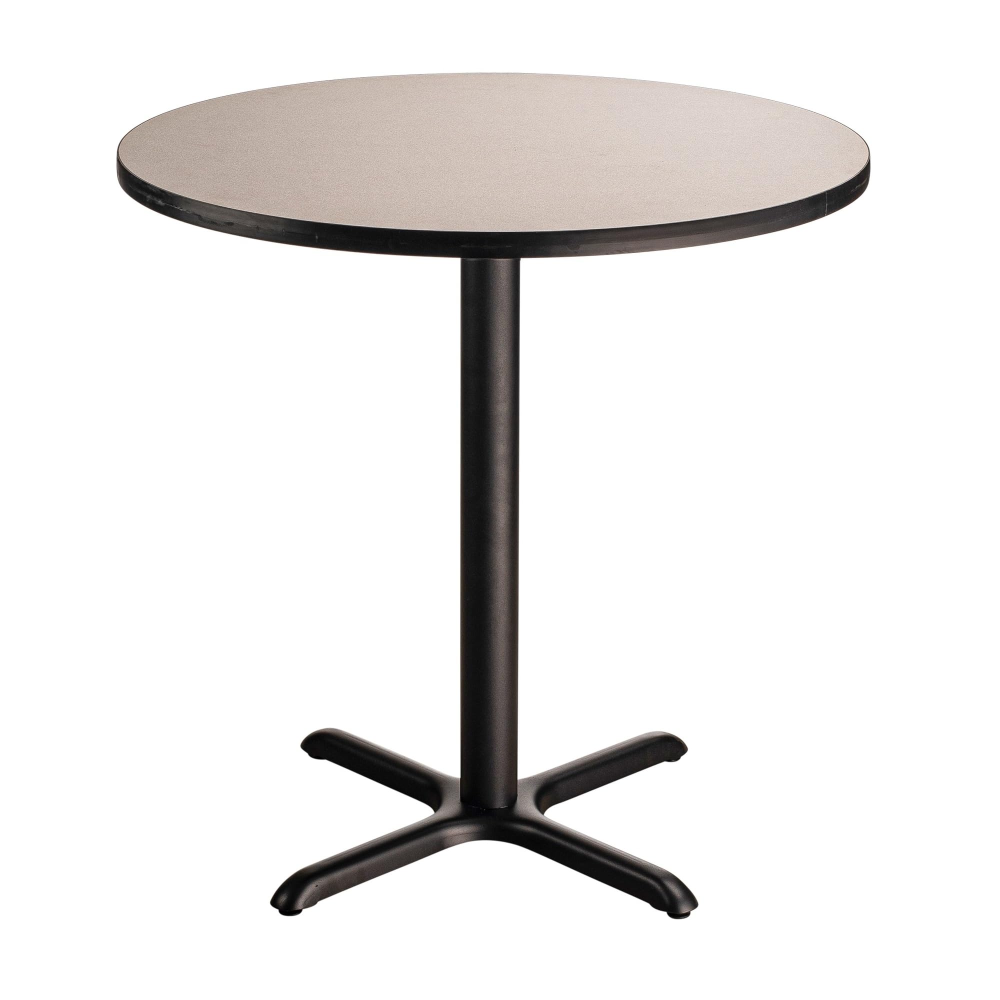 National Public Seating NPS 36 Round Cafe Table with X Base, 36 Height, Particleboard Core/T-Mold, Grey Nebula Top, Black Frame