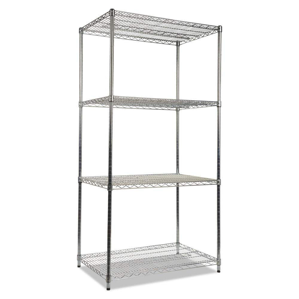 Alera ALESW503624SR NSF Certified Industrial 4-Shelf 36 in. x 24 in. x 72 in. Wire Shelving Kit - Silver