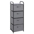 MAX Houser 4 Drawer Fabric Dresser Tall Storage Tower, Dresser Chest with Wood Top, Vertical Nightstand Side Organizer Unit with