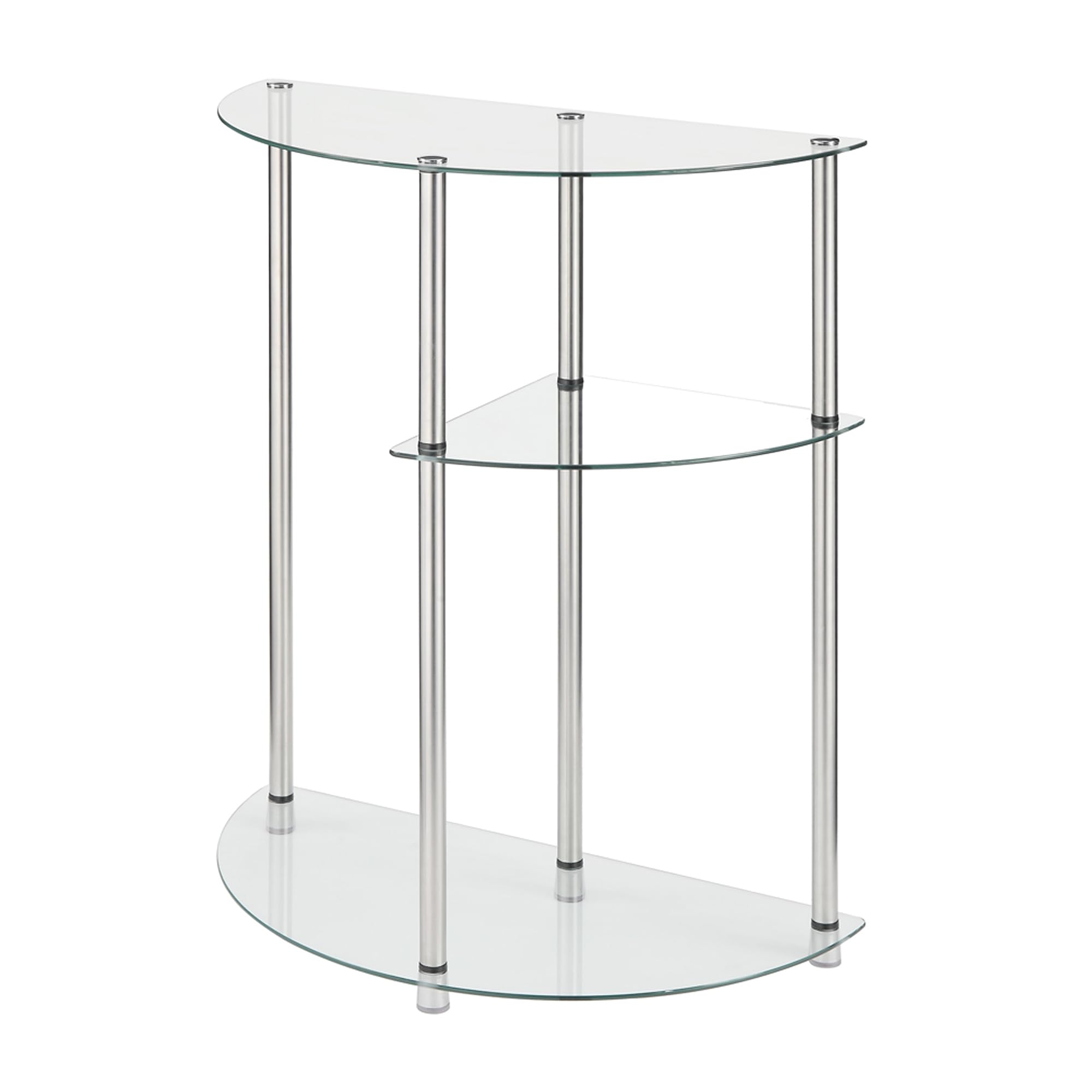Convenience Concepts Designs2Go Classic Glass 3-Tier Display Entryway Table 23 - Modern Display Table with Storage Shelves, Narr
