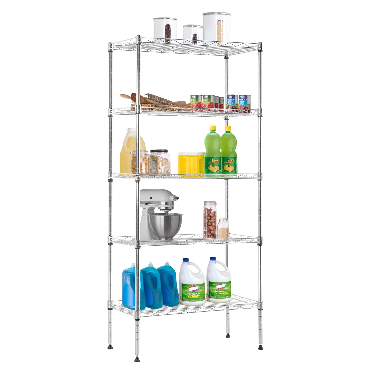 Adjustable NSF-Certified Metal Shelf Wire Shelving Unit Storage for Small Places Restaurant Garage Pantry Kitchen Garage Rack (C