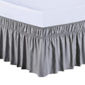 MEILA Wrap Around Bed Skirt Three Fabric Sides Elastic Dust Ruffled 16 Inch Tailored Drop,Easy to Install Fade Resistant-Grey, Q