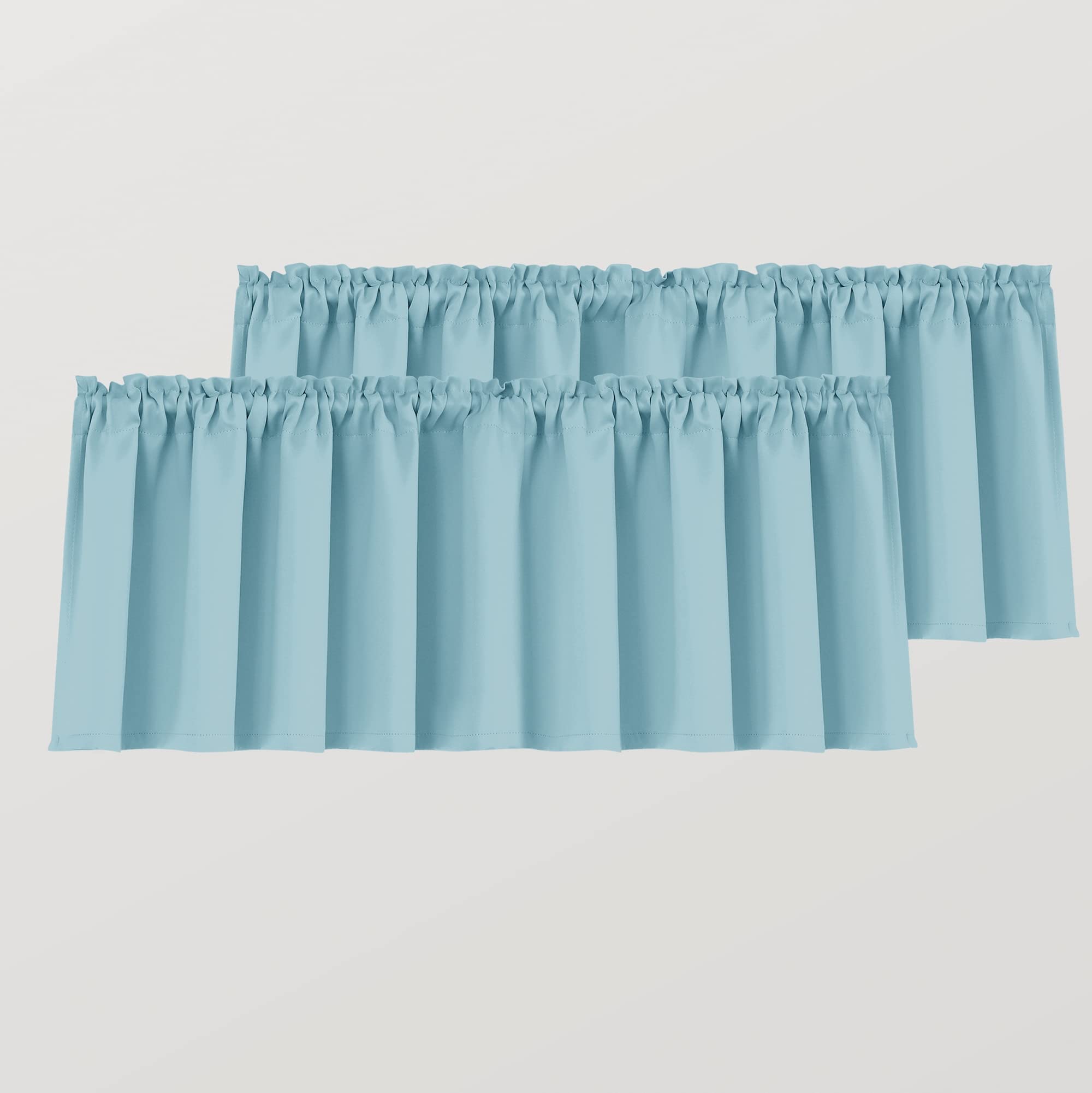 Light Blue Window Valances for Kids Room Girls Nursery 2 Pack Rod Pocket Light Blocking Thermal Insulated Blackout Living Room K