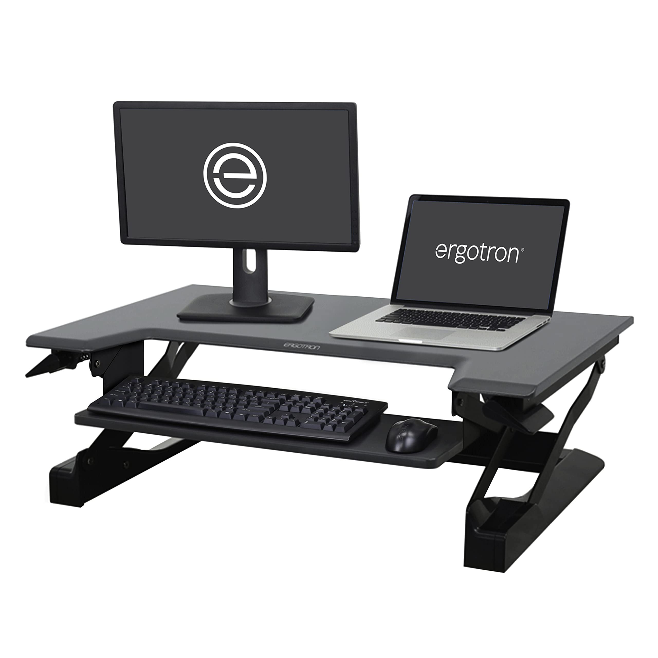 Ergotron - WorkFit-T Standing Desk Converter, Dual Monitor Sit Stand Desk Riser for Tabletops - 35 Inch Width, Black