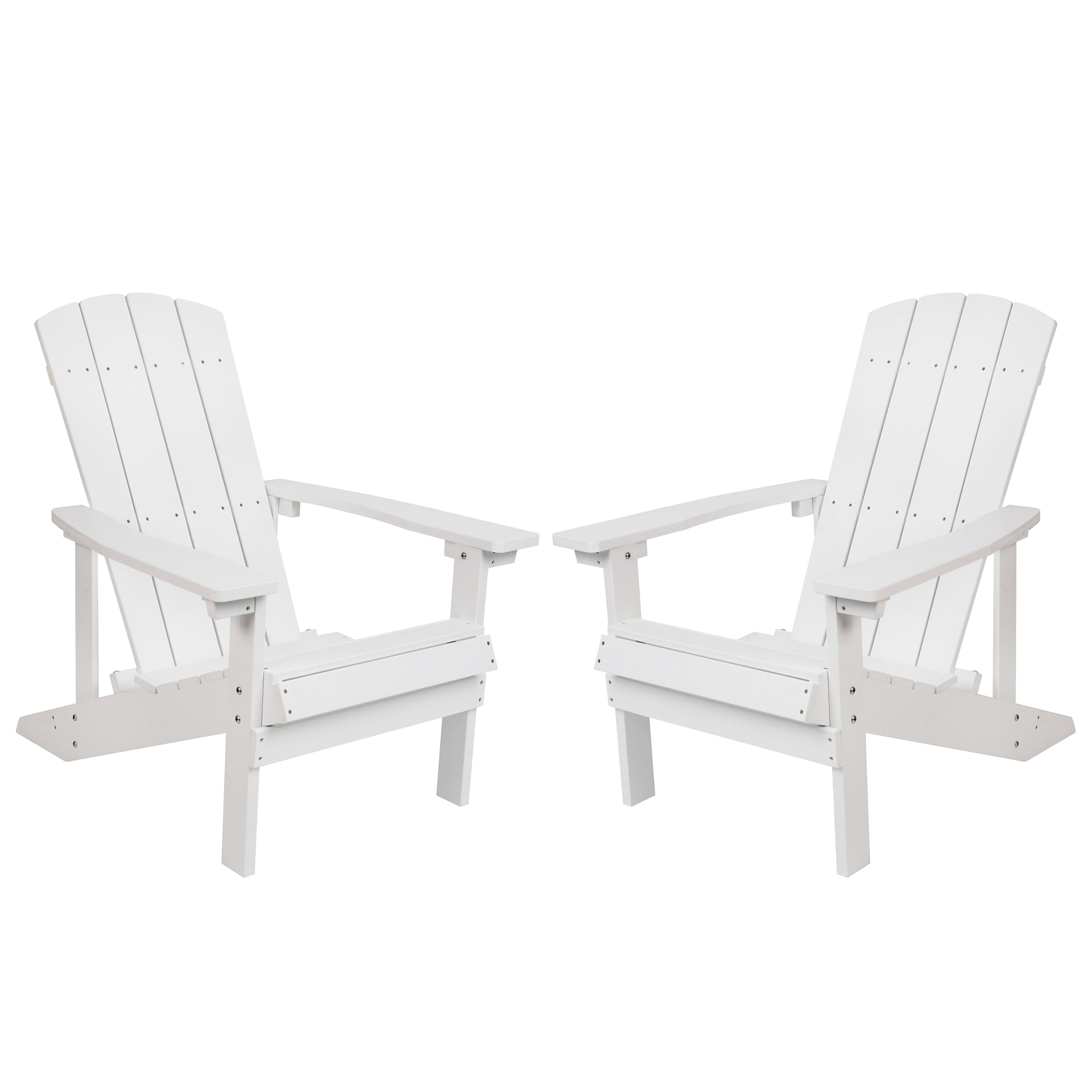 Flash Furniture Charlestown Poly Resin Adirondack Chair - White - All Weather - Indoor/Outdoor - Set of 2