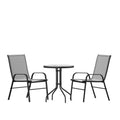 Flash Furniture Brazos 3 Piece Outdoor Patio Dining Set - 2 Gray Flex Comfort Stack Chairs - 23.75 Round Tempered Glass Patio Ta