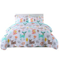 100% Cotton 2 Piece Kids Quilt Bedspread Comforter Set Throw Blanket for Teens Boys Girls Kids Beds Bedding Coverlet Teal Blue F