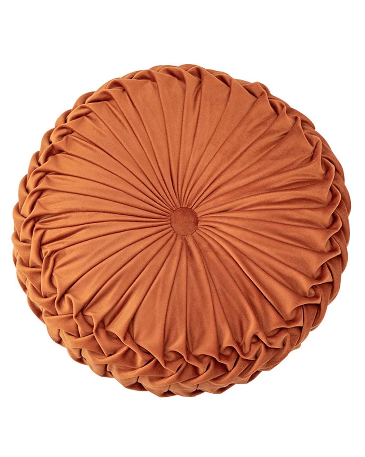 Round Velvet Pillow for Couch Small Handmade Decorative Throw Pillow for Bed Bedroom 13.7    Dark Orange