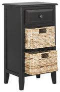 Safavieh Home Collection Everly Drawer Distressed Black 1-Drawer 2 Removable Baskets Side Table