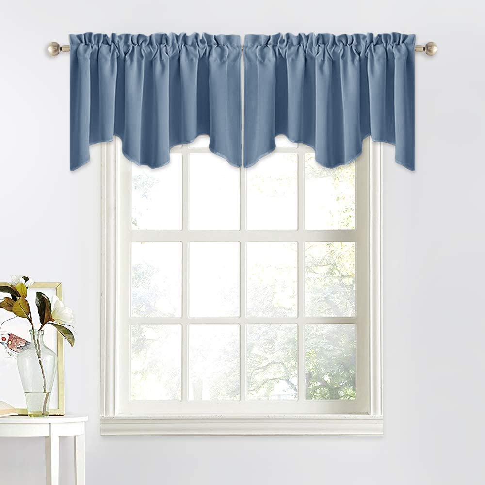 NICETOWN Window Blackout Valances for Kitchen, Elegant Scalloped Curtain Valances Room Darkening Draperies Window Topper for Liv