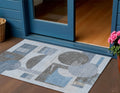 3 X 5 Blue And Gray Geometric Washable Indoor Outdoor Area Rug