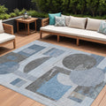 10 X 14 Blue And Gray Geometric Washable Indoor Outdoor Area Rug