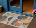 3 X 5 Gray Gold And Orange Geometric Washable Indoor Outdoor Area Rug