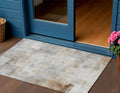 3 X 5 Beige Gray And Khaki Abstract Washable Indoor Outdoor Area Rug